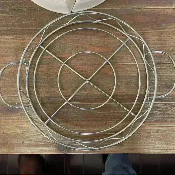 Godinger Sienna Segmented Relish Serving Tray White w Chrome Holder Charcuterie - Picture 3 of 4